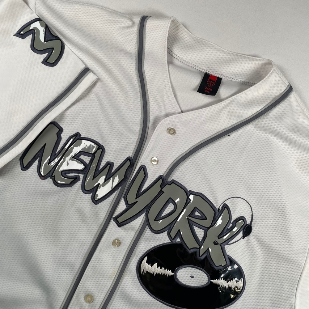 DTEK Jeans New York 34 Baseball Jersey Men's 3XL Music DJ Graphic White